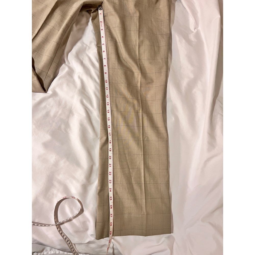 Banana Republic Martin Fit Pants Womens 8 Tan Plaid Career Straight Leg Stretch - Picture 6 of 6